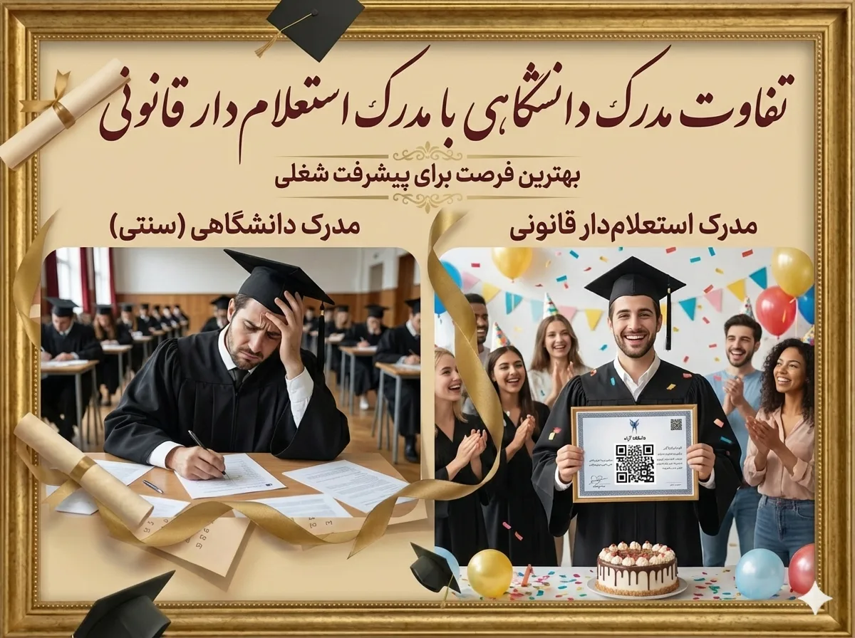 تفاوت مدرک دانشگاهی با مدرک استعلام‌دار قانونی